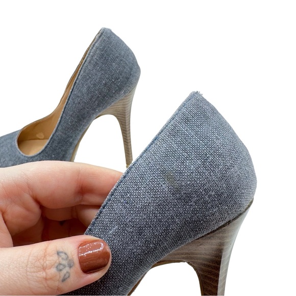 Miss Me Y2K Vintage Spiral Pointed Toe Platform Denim Wooden Stiletto Pump Heels - Picture 6 of 13